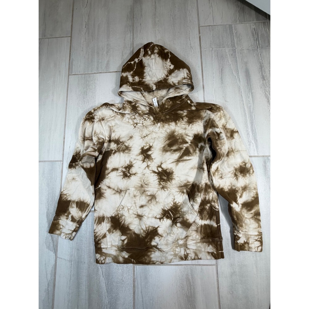 Lululemon All Yours Hoodie Brown Tie Dye Cotton Fleece Sweatshirt Size 10